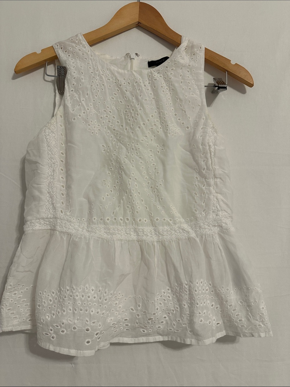 J. Crew White Eyelet Peplum Camisole